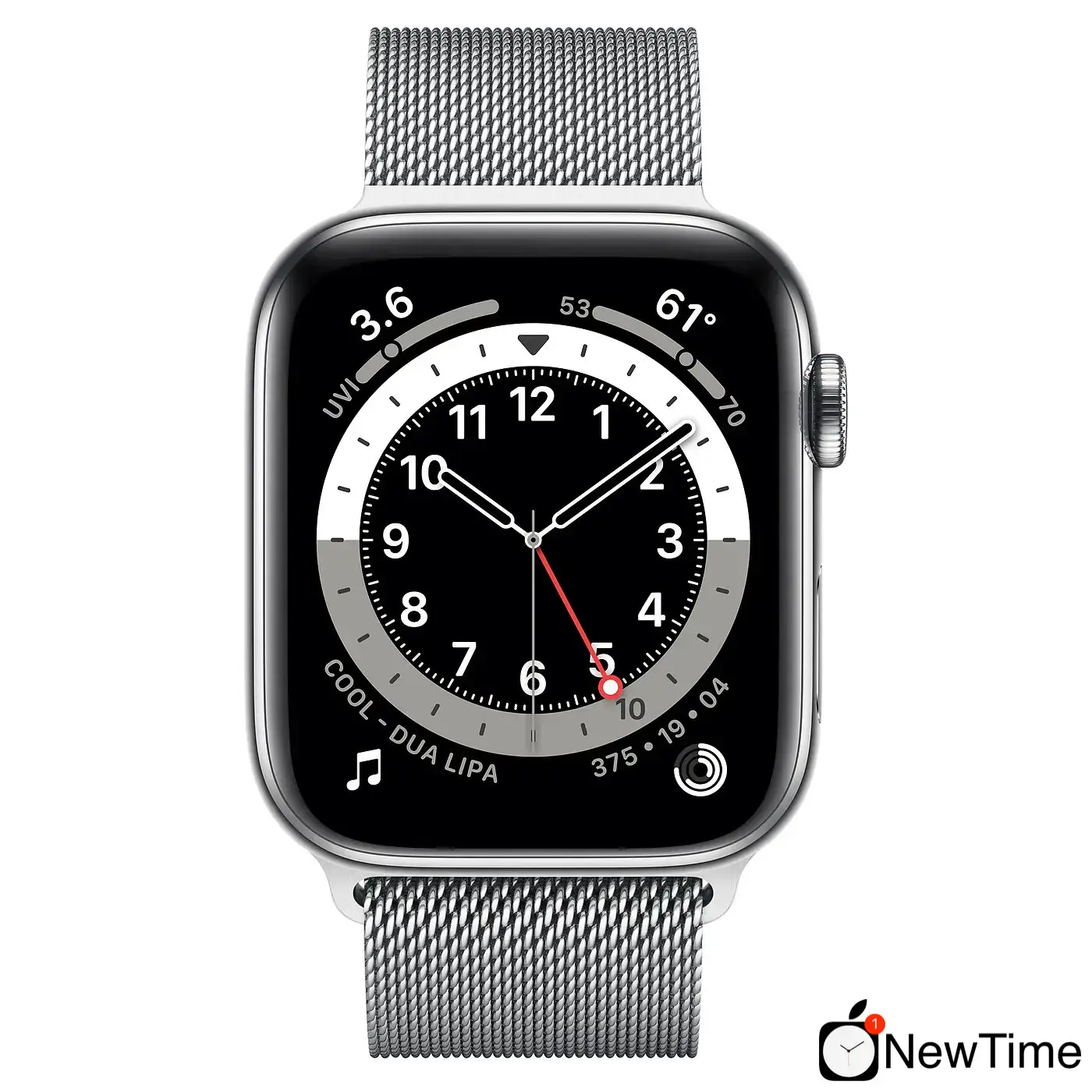Apple Watch Series 6 GPS + Cellular 44mm Silver Stainless Steel Case with Silver Milanese Loop (M07M3, M09E3)